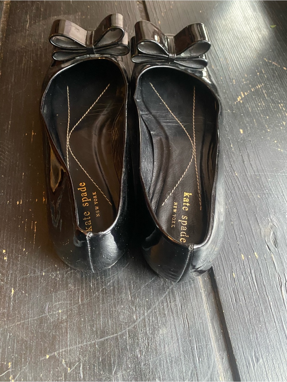 kate spade Black Patent Leather Bow Flats - Picture 4 of 8